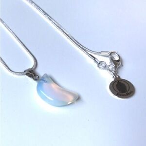 Opalite Moon Sterling Silver Crescent Necklace